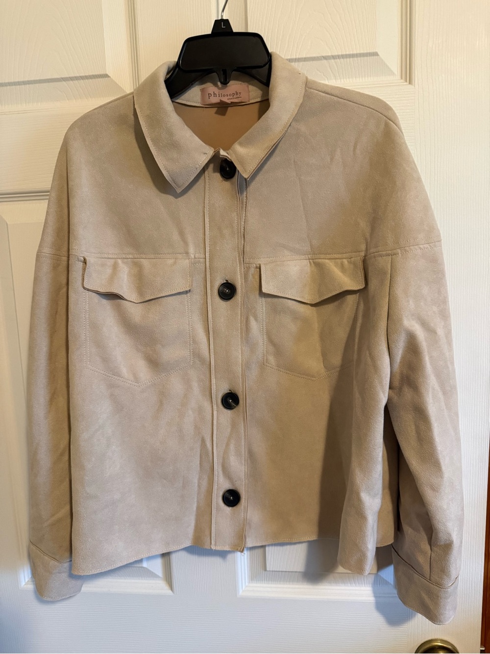 Philosophy Light Beige Suede Button Jacket